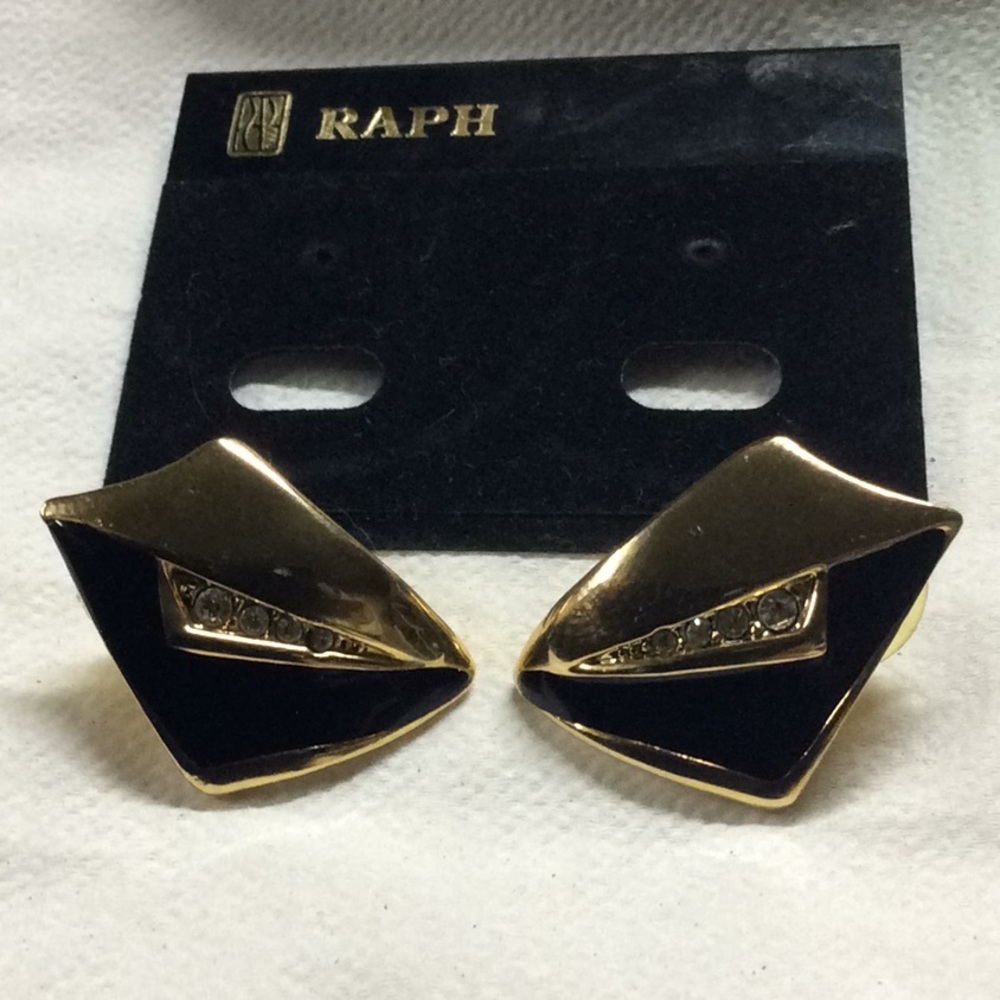 ❤️Gold & Black Faux Diamond Chip Pierced Earrings